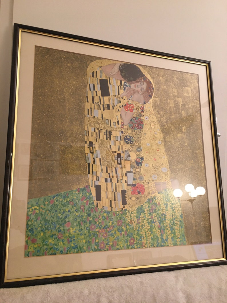 GUSTAV KLIMT KISS großer gerahmter Druck unter Glas | Etsy