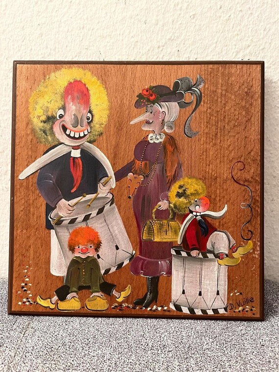 Vintage D. Vuille Holzmalerei, Clown Family, Shrewd Kuns - Etsy