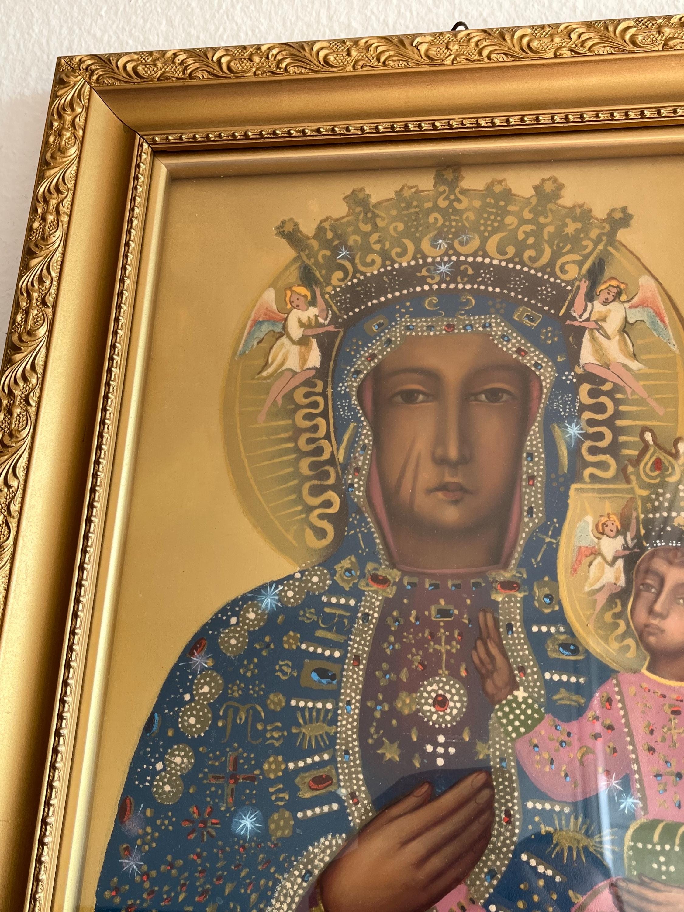 Vintage Icon Our Lady of Czestochowa Framed Painting - Etsy