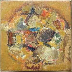Beautiful c.1960's abstract by Indian artist Laxman Shreshtha (b.1939).