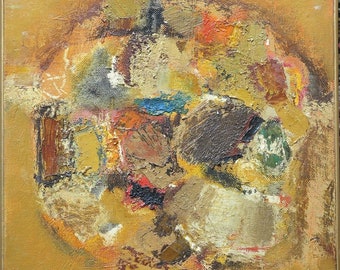 Beautiful c.1960's abstract by Indian artist Laxman Shreshtha (b.1939).