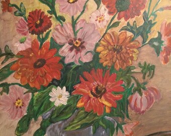 G. RUDIN スイスの画家 1966年署名入り オリジナルの花柄の