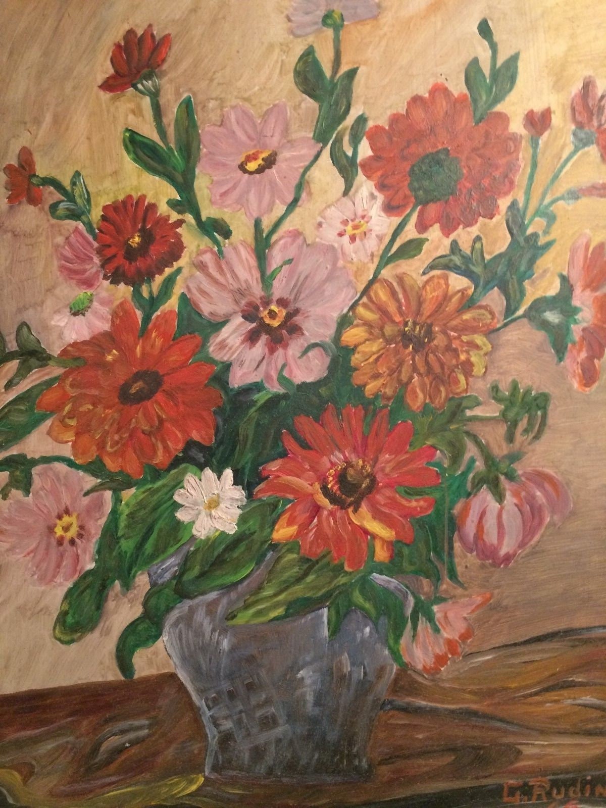 G. RUDIN スイスの画家 1966年署名入り オリジナルの花柄の