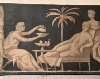 Bacchanalia Pan Mythology Drawing - Old Oil on Canvas