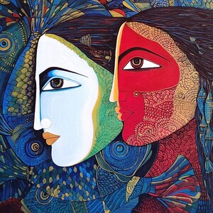 Vimala Maroju - Emerging Indian Acrylic artist, Colourful and textured Human Portrait art