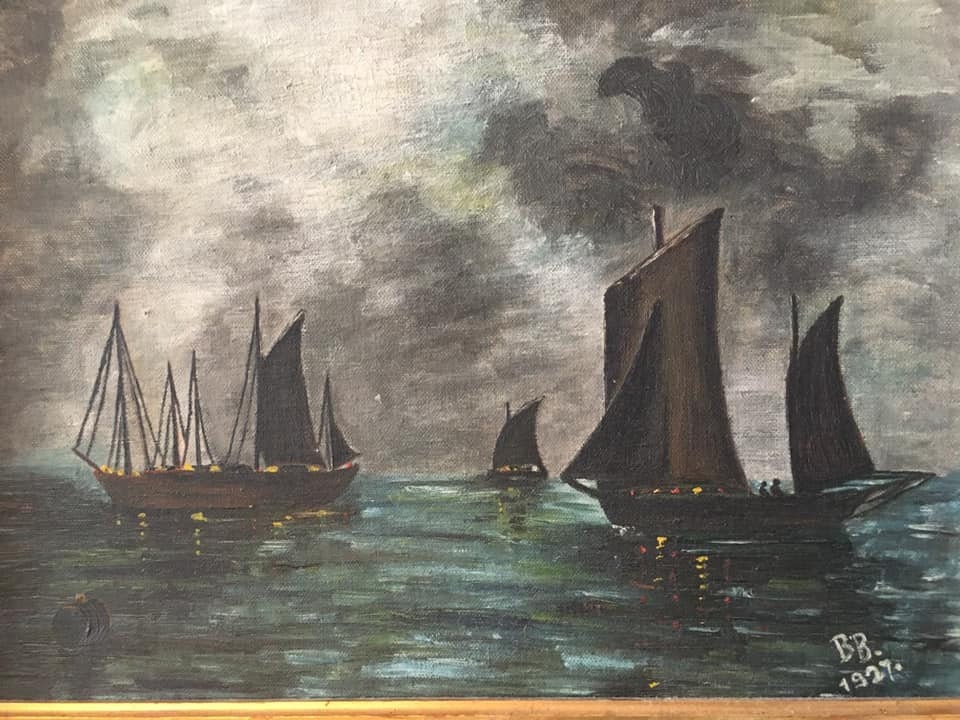 アーティスト Blanch Brunnen による額装されたオリジナルの海景油絵