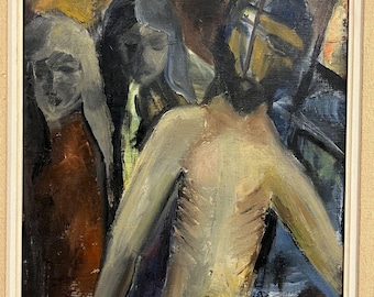 Vintage bloemenschilderij, gesigneerd B. WALLISER, gouden lijst