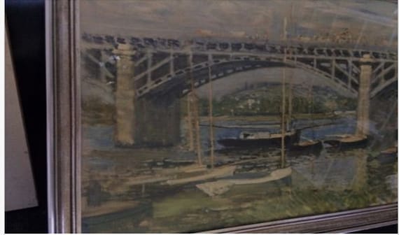 Rare Vintage 1950s Monet “The Bridge at Argenteuil” Swiss Art Print Rare Vintage 1950s Monet “The Bridge at Argenteuil” Swiss Art Print