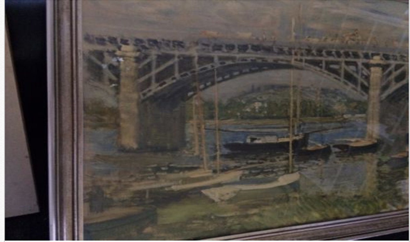 Rare Vintage 1950s Monet “The Bridge at Argenteuil” Swiss Art Print Rare Vintage 1950s Monet “The Bridge at Argenteuil” Swiss Art Print