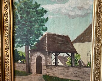 本物のアンティークの希少なヴィンテージ絵画モノグラム P.S. 38