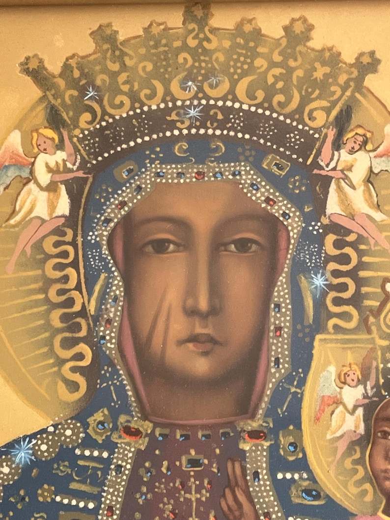 Vintage Icon Our Lady of Czestochowa Framed Painting - Etsy