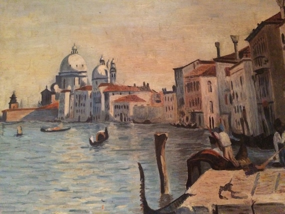Gondolas Venice Artist: BENEDETTI - Signed Original Rare Antique