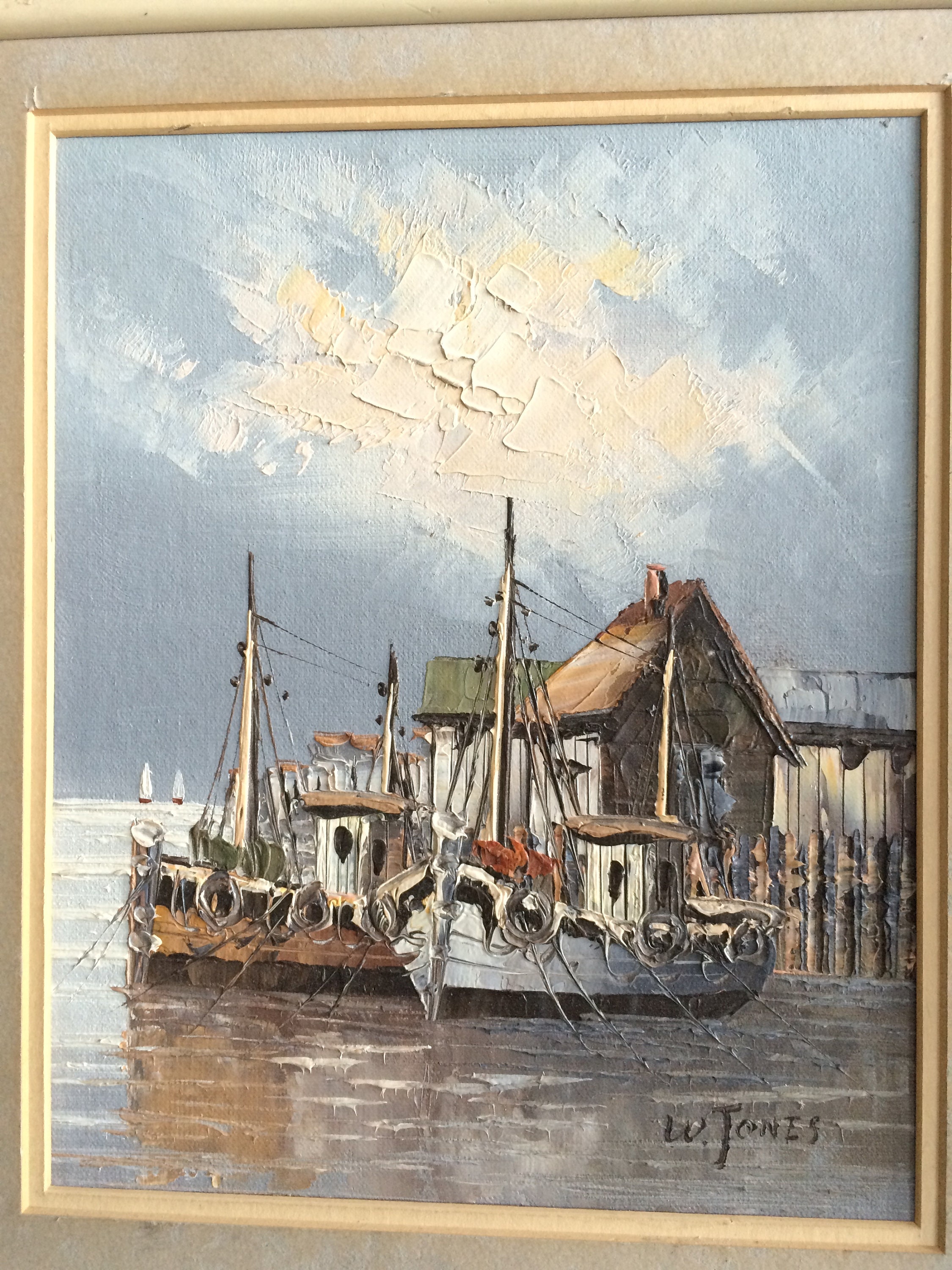 Gorgeous Vintage Original Painting Nautical Signed W. Jones Oil
