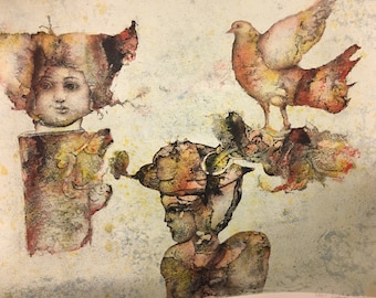 An original large size Lithograph on hard paper, by SAKTI BURMAN (1935, Indian, India)