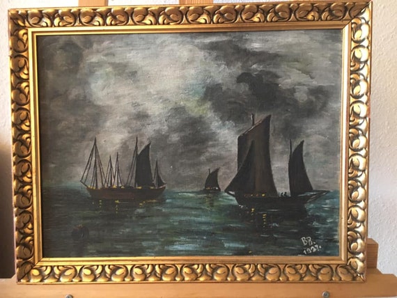 アーティスト Blanch Brunnen による額装されたオリジナルの海景油絵