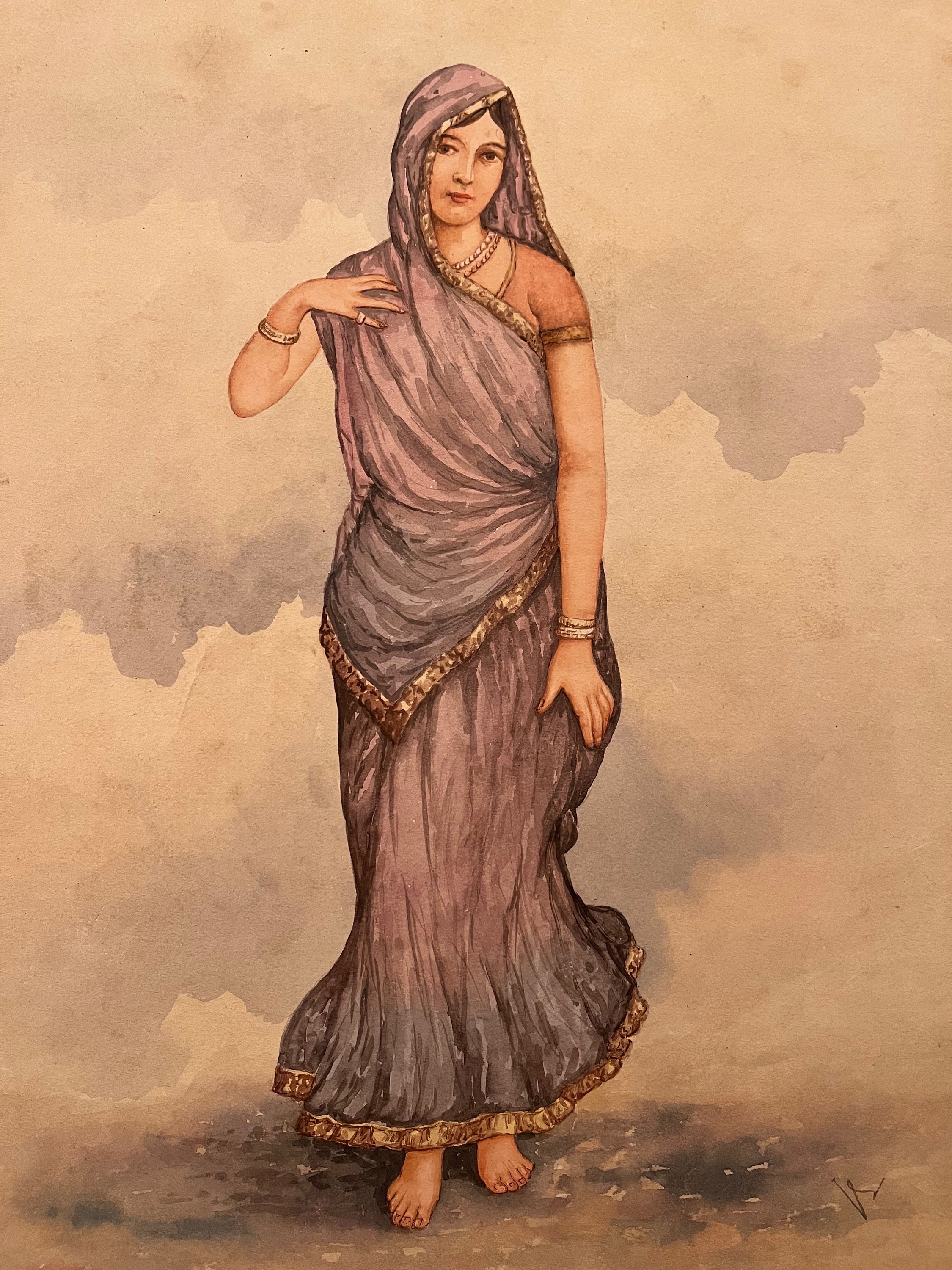 M. V. Dhurandhar Indian Old Potrait of Two 'khoja Lady
