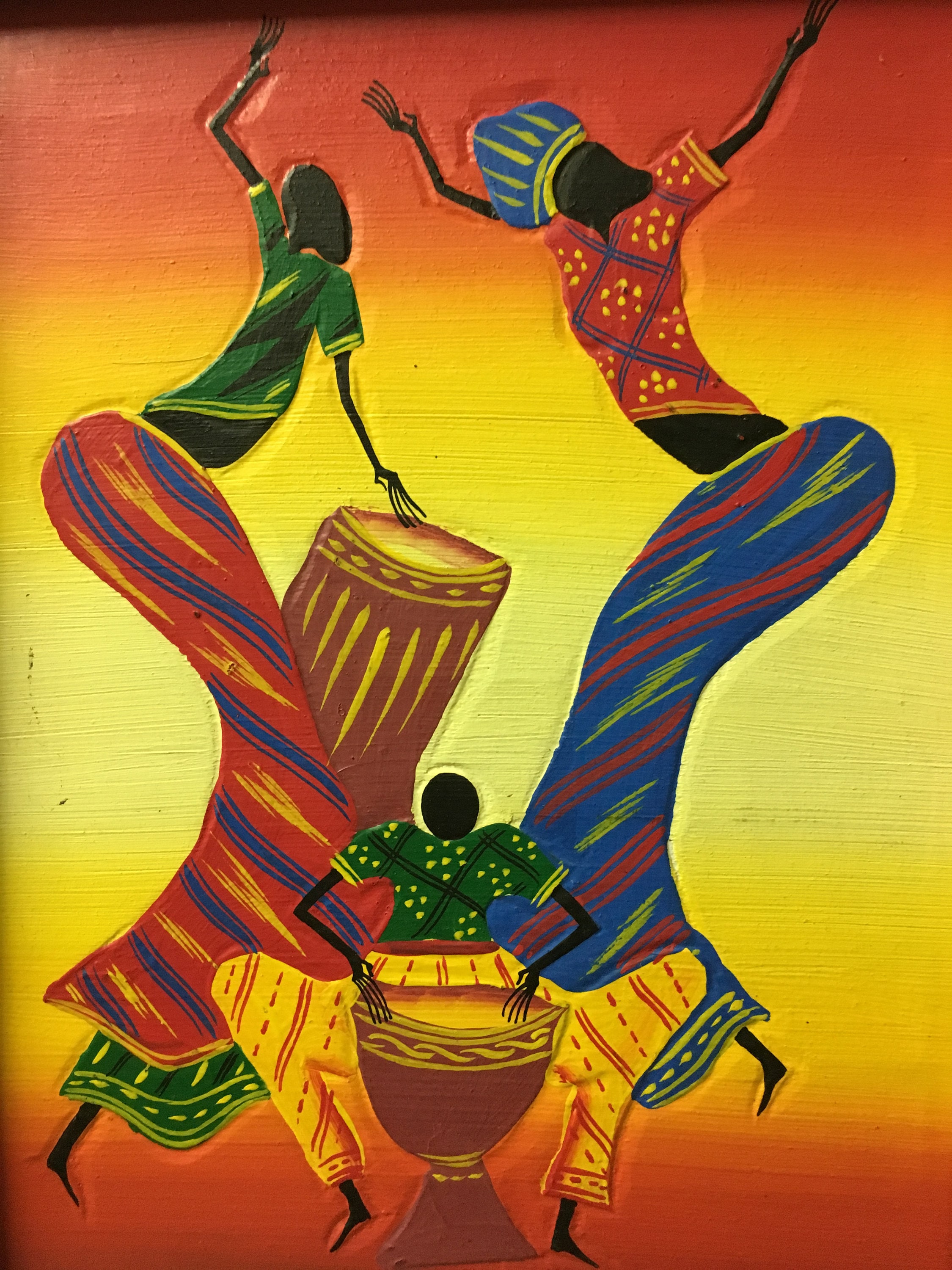 Africa Folk Art Dance Scene Vibrant Colors READY TO HANG on Your