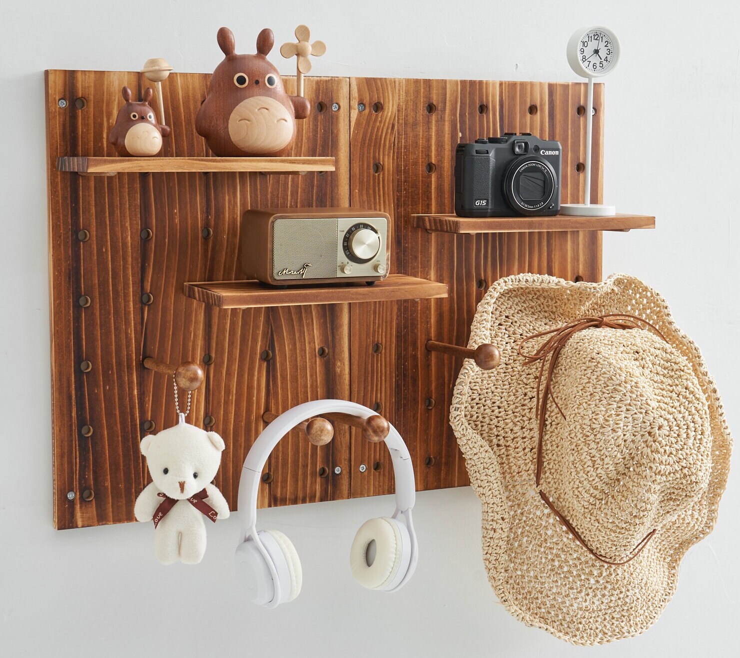 XILYZMO Pegboard Lochwand Aus Holz - Stecktafel Organizer Für Wandmontage 60x80cm