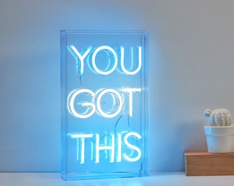 Neon Signs USB LED Desk Light Bar Sign 3D Letter Lights "You Got This" for Wall Decor Aesthetic Decoration Accessories Room Decor Standing