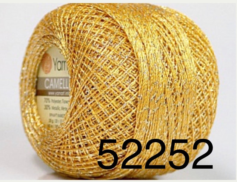 Cross stitch Gorgeous Colors 20g Embroidery,Edging Weight Size 0 Lace Gold w Silver Camellia YarnArt Metallic Shiny Crochet Thread