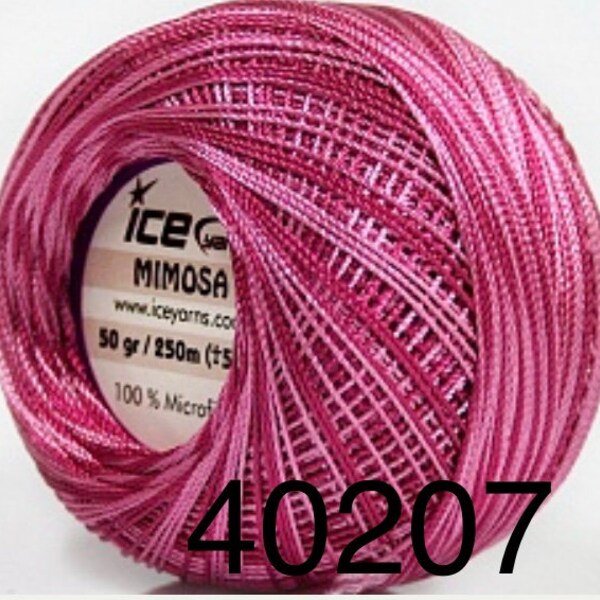 Dark Pinks, Magenta Variegated, Mimosa by ICE, Microfiber Size 10 Thread 50g.Gorgeous Colors. Fine Crochet, Embroidery, NeedlePoint,