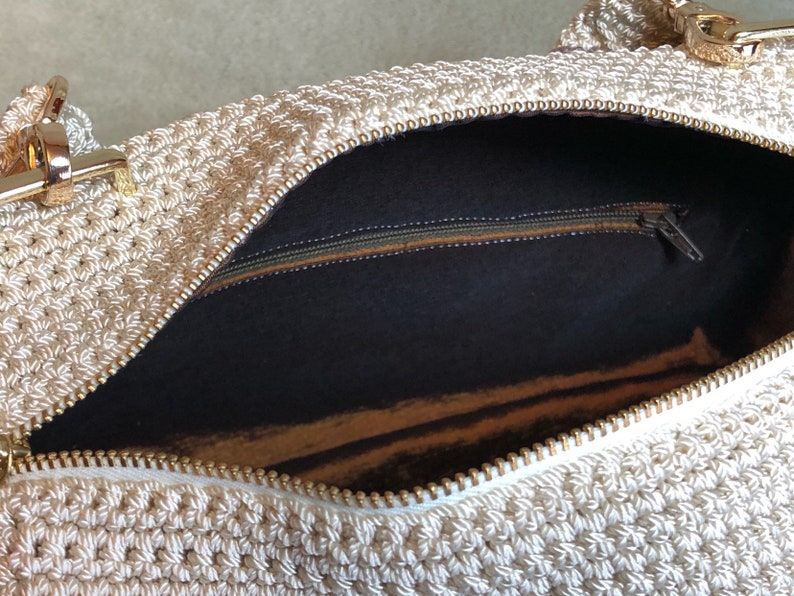 Cream Beige Purse Satchel Handbag. Lined Bronze Taffeta | Etsy