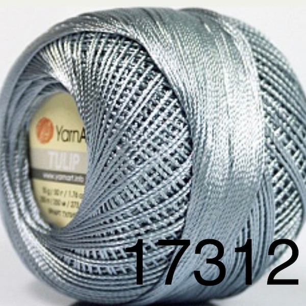 Silver Gray, Grey Tulip YarnArt Microfiber size 10 thread. 50g. Gorgeous Fine Crochet, Appliqués, NeedlePoint, Edging #17312