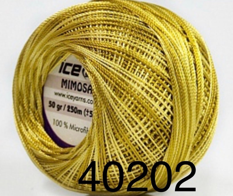 Gorgeous Colors Mimosa by ICE Fine Crochet Olive Green Shades Variegated Tatting Appliqu\u00e9s NeedlePoint Microfiber Size 10 Thread 50g