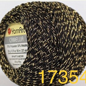 Black w/ Gold Camellia YarnArt Metallic Shiny. Weight Size 0 Lace, Crochet Thread. Gorgeous Colors. 20g Edging, Doll Clothes, Ornaments