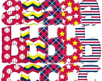 Five Alphabets St. Louis Cardinals Baseball Team Png Font, Instant Digital Download Alpha Pack Pattern Patch Faux American Baseball MLB Team