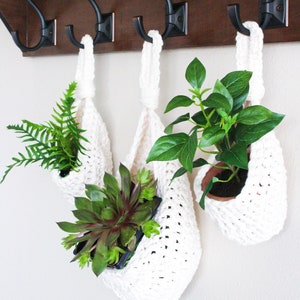 Crochet Hanging Basket | Hanging Plant Holder | Succulent Basket | Teardrop Basket