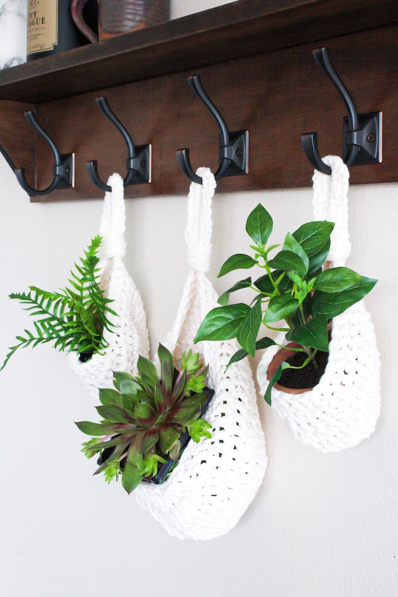 Crochet Hanging Basket Hanging Plant Holder Succulent Etsy