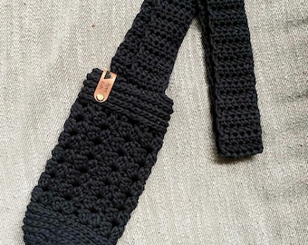 Hand Crocheted Water Bottle Holder – Cotton Nylon Over-the-Shoulder Carrier
