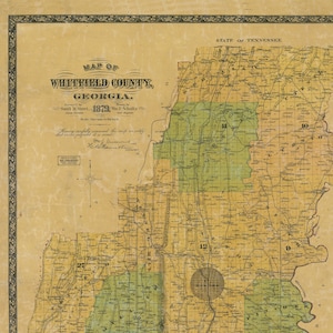 1879, Whitfield County Map, Georgia Map, Dalton Georgia, Georgia State Map, From an Old Georgia Map, Antique Georgia Map, Map Wall Art.