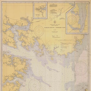 1938 Pamlico Sound North Carolina Map Print Produced From an Old