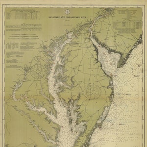 1912, Delaware Map, Chesapeake Bay Map, Print Produced From an Old Delaware Map, Vintage Delaware Map, Antique Map.