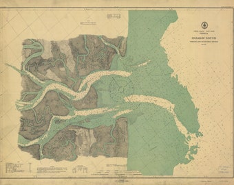 Ossabaw Sound Georgia Map Print, Vernon & Ogeechee Rivers, Antique Wall Art