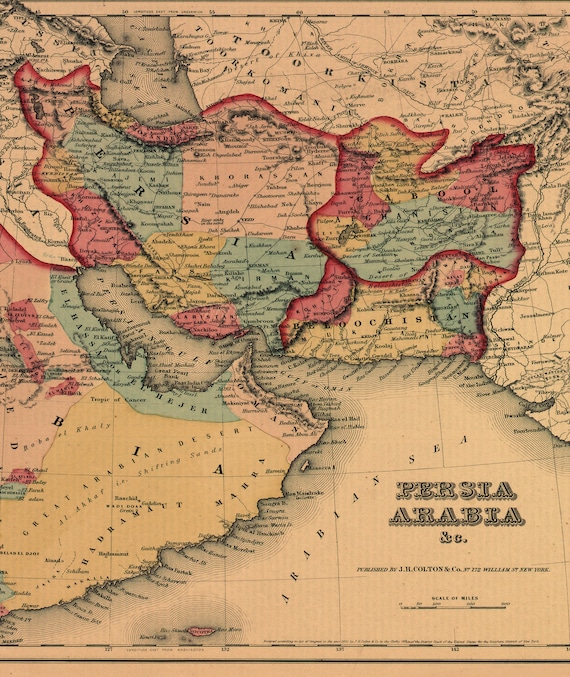 1855, Iran, Persia, Afghanistan, Baluchistan, Iran Map, Old