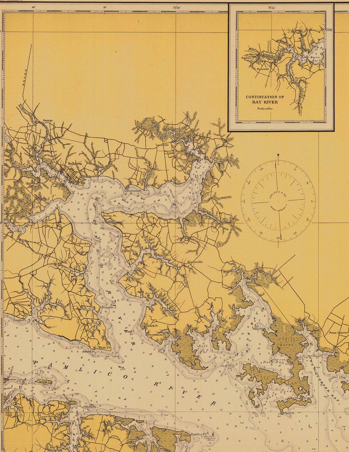 1915 Pamlico Sound Map North Carolina Map Pamlico Map. - Etsy