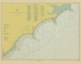 1945 North Carolina Coastal Map Print: Cape Hatteras to Charleston