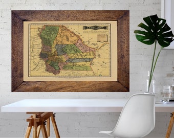 Vintage Chihuahua Mexico Map Print, 1886, Restored