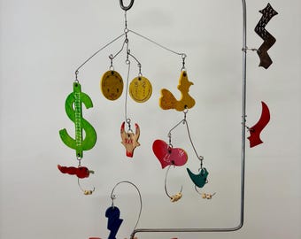 Handcrafted Folk Art Mobile, Modern Wall Sculpture by Michael