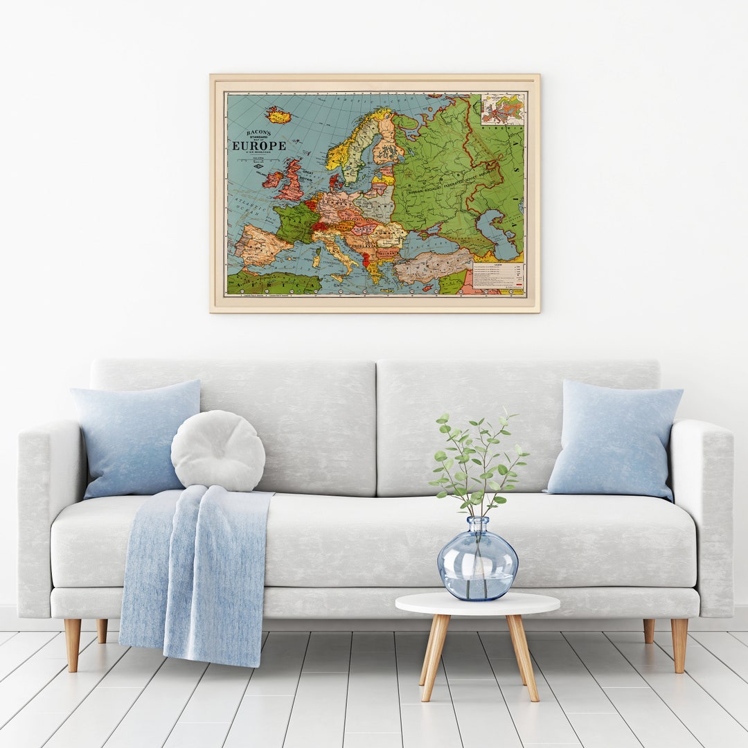 Antique Europe Map Print, 1925 Vintage Wall Art - Etsy