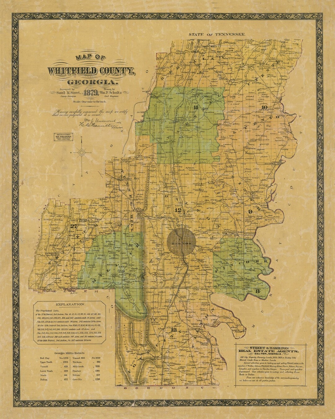 1879, Whitfield County Map, Map, Dalton State