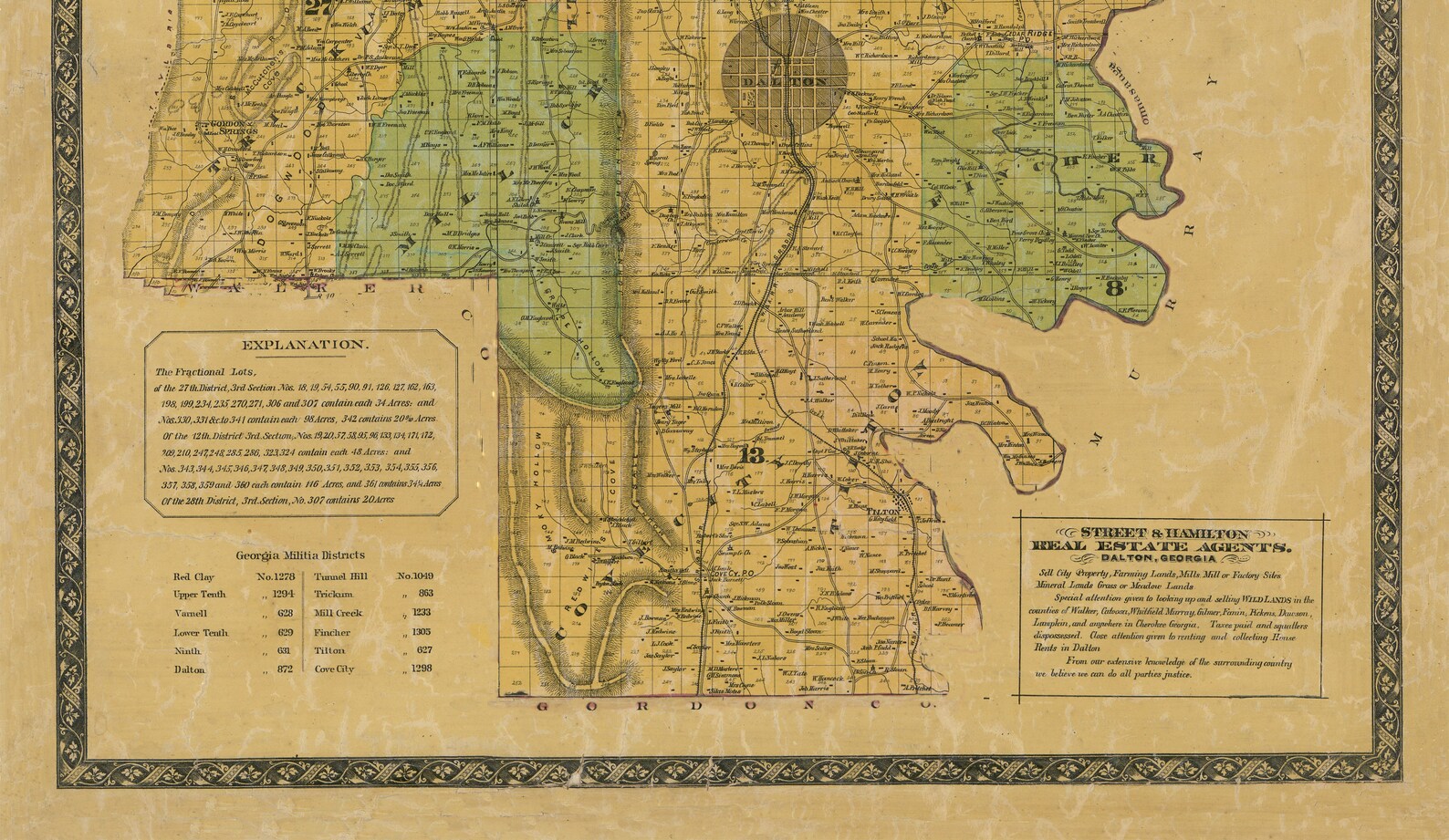1879 Whitfield County Map Map Dalton Etsy