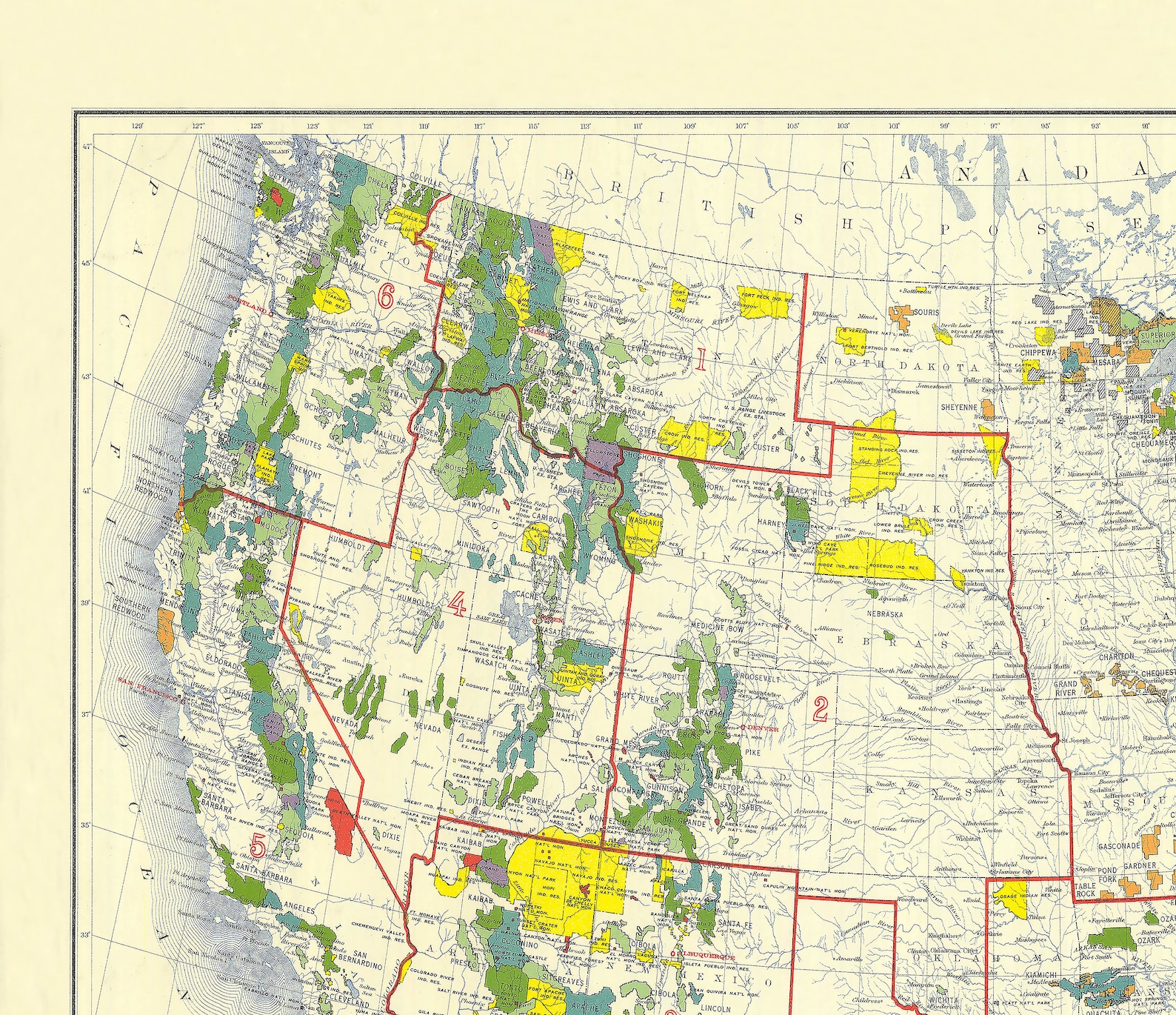 1936 US Forest Service Map Print National Forests Vintage Wall Art Etsy Il Ggym 