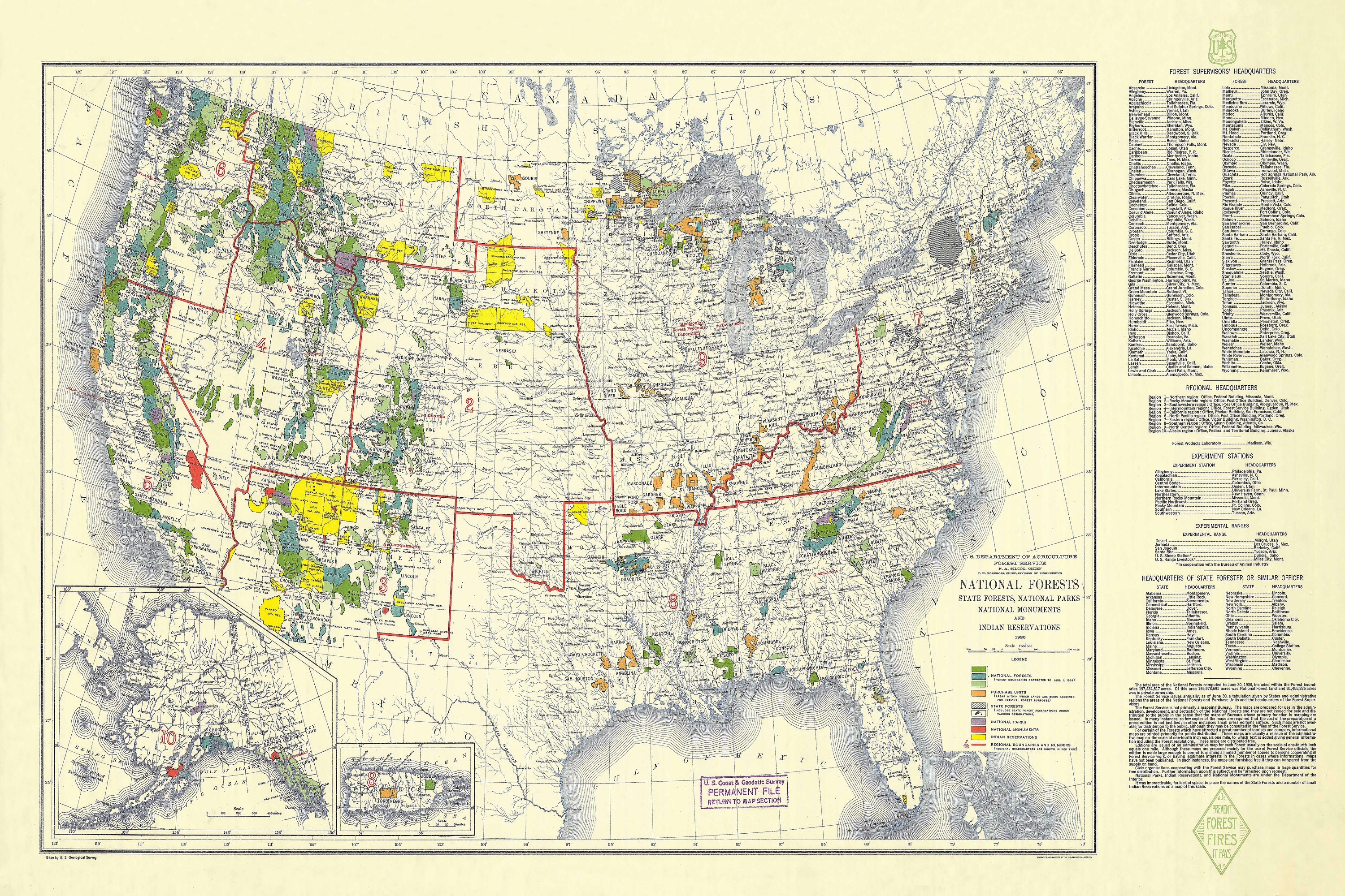 1936 US Forest Service Map Print National Forests Vintage Wall Art Etsy Il Svab 