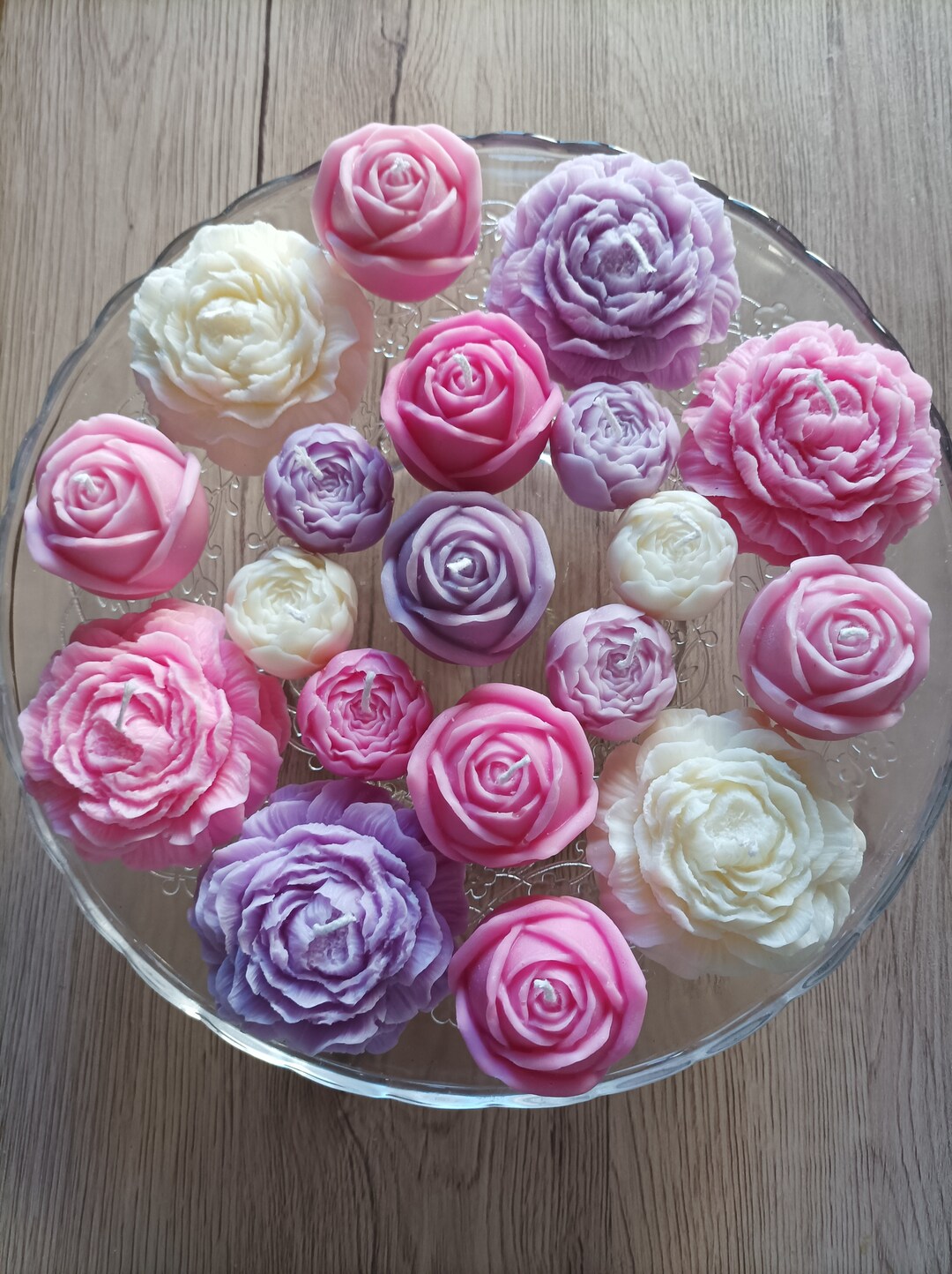 Candela Profumata A Forma Di Rosa Di Peonia 3D - Fatta A Mano In Cera Di Soia - Decorazione Casa (7,5x3,5 Cm)