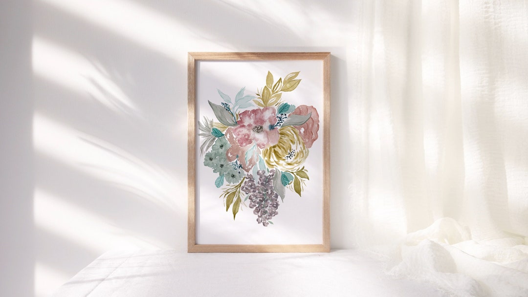 Floral Illustration | Printable Wall Art | Springtide Bouquet | Digital ...
