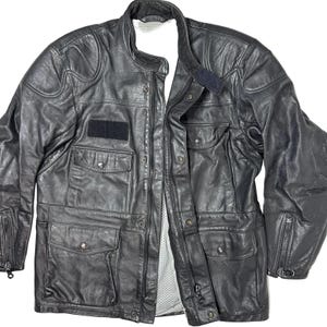 Vintage 80s Mens Large BMW Motorrad Dainese Black Leather Motorcycle Jacket afbeelding 7
